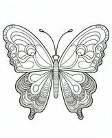 Illustration for coloring book with butterfly isolated on white background. Generative AI photo