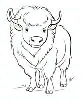 a bison coloring page for kids. Generative AI photo