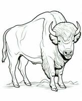 a bison coloring page. Generative AI photo