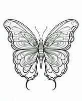 Illustration for coloring book with butterfly isolated on white background. Generative AI photo