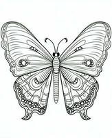 Illustration for coloring book with butterfly isolated on white background. Generative AI photo