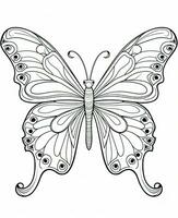 Illustration for coloring book with butterfly isolated on white background. Generative AI photo