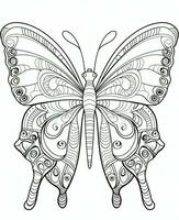 Illustration for coloring book with butterfly isolated on white background. Generative AI photo
