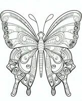 Illustration for coloring book with butterfly isolated on white background. Generative AI photo