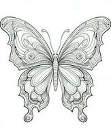 ilustración para colorante libro con mariposa aislado en blanco antecedentes. generativo ai foto