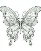 Illustration for coloring book with butterfly isolated on white background. Generative AI photo