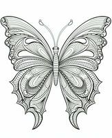 Illustration for coloring book with butterfly isolated on white background. Generative AI photo