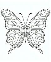 Illustration for coloring book with butterfly isolated on white background. Generative AI photo