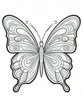 a butterfly coloring page with a black and white design. Generative AI photo