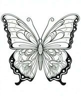 a black and white butterfly coloring page. Generative AI photo