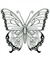 a black and white butterfly coloring page. Generative AI photo