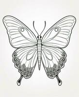 a black and white butterfly on a white background. Generative AI photo