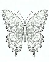 a butterfly coloring page with intricate patterns. Generative AI photo