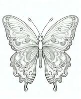 a butterfly coloring page with intricate patterns. Generative AI photo