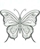 a butterfly coloring page with a black and white design. Generative AI photo