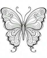 a butterfly coloring page with a black and white design. Generative AI photo