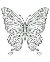 Butterfly isolated on white background. Coloring for adults and children. Black and white drawing. Generative AI photo