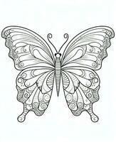 a butterfly coloring page with intricate designs. Generative AI photo