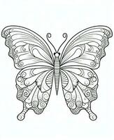 a butterfly coloring page with intricate designs. Generative AI photo