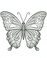 a butterfly coloring page with a black and white design. Generative AI photo