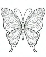 butterfly coloring page with a black and white design. Generative AI photo