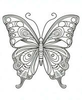 a butterfly coloring page with a black and white design. Generative AI photo