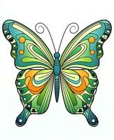 a colorful butterfly with a green and orange pattern. Generative AI photo