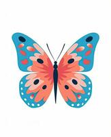 a butterfly with blue and pink wings on a white background. Generative AI photo