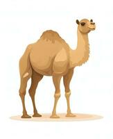 Color vector image of camel stands on white background. Generative AI photo