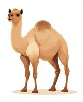 Color vector image of camel stands on white background. Generative AI photo