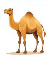 Color vector image of camel stands on white background. Generative AI photo