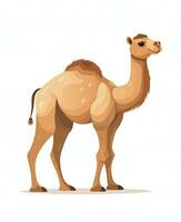 Color vector image of camel stands on white background. Generative AI photo