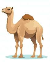 Color vector image of camel stands on white background. Generative AI photo