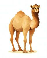 Color vector image of camel stands on white background. Generative AI photo