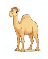 cartoon camel standing on white background. Generative AI photo