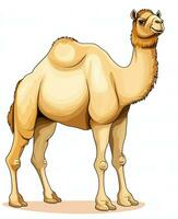 cartoon camel standing on white background. Generative AI photo