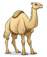 cartoon camel standing on white background. Generative AI photo