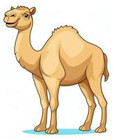 cartoon camel standing on white background. Generative AI photo