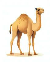 Color vector image of camel stands on white background. Generative AI photo