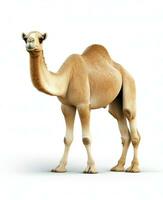 Color vector image of camel stands on white background. Generative AI photo