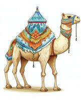 vector illustration of a camel with a colorful pattern. Generative AI photo