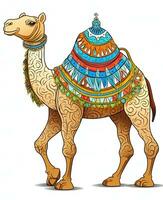 vector illustration of a camel with a colorful pattern. Generative AI photo