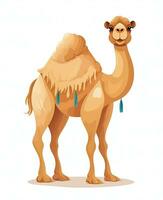 cartoon camel on white background. Generative AI photo