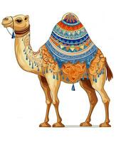 vector illustration of a camel with a colorful pattern. Generative AI photo