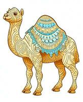 a camel with a patterned design on its back. Generative AI photo