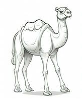 Camel vector drawing. Coloring Page Isolated for Kids. Generative AI photo