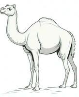 Camel vector drawing. Coloring Page Isolated for Kids. Generative AI photo