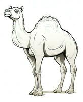 a camel is standing in front of a white background. Generative AI photo