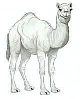 a drawing of a camel on a white background. Generative AI photo