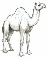 a camel is standing in front of a white background. Generative AI photo